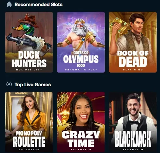 Grid of slot game thumbnails on screen